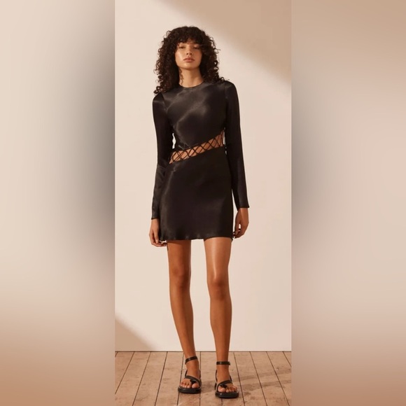 SHONA JOY
ARIENZO ASYMMETRICAL LACE UP MINI DRESS - BLACK sz 8 - Picture 1 of 8